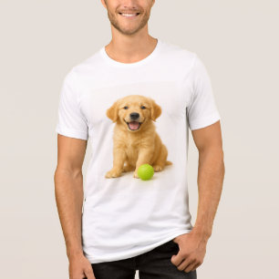 Golden Giggles – Retriever Pup & Lime Green Ball Tri-Blend Shirt