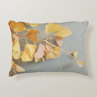 Golden Gingko Leaf Branch Accent Pillow