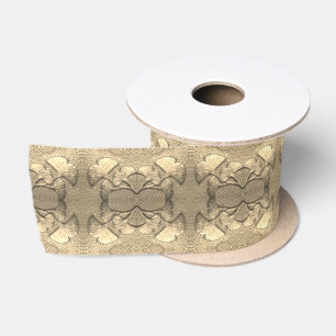 Golden Gingko leaves 3" satin ribbon