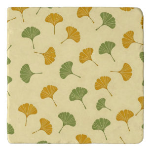 Golden Ginkgo Biloba Leaf Pattern Earthy Trivet