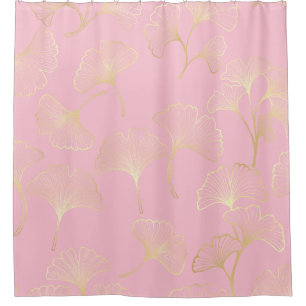 Golden Ginkgo Botanical Blush Nature Pattern Shower Curtain
