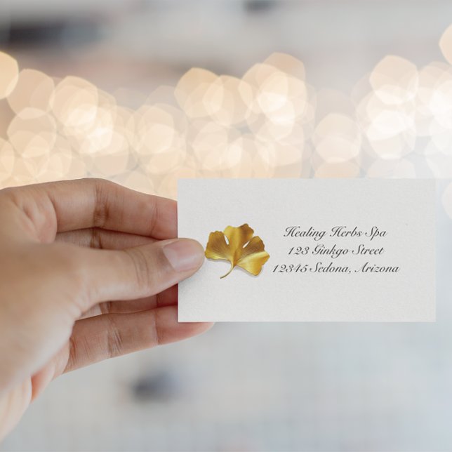 Golden Ginkgo Leaf - Symbol of Longevity & Health Business Card (Creator Uploaded)