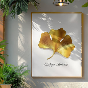 Golden Ginkgo Leaf - Symbol of Longevity & Health Poster