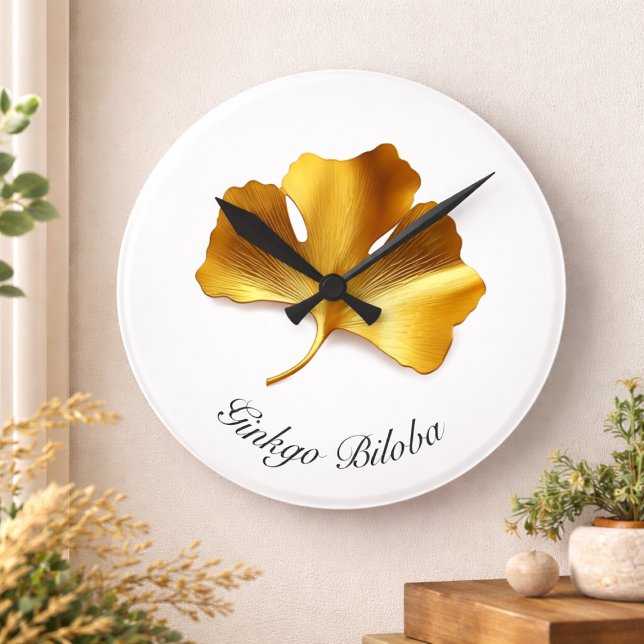 Golden Ginkgo Leaf - Symbol of Longevity & Health Round Clock (Creator Uploaded)