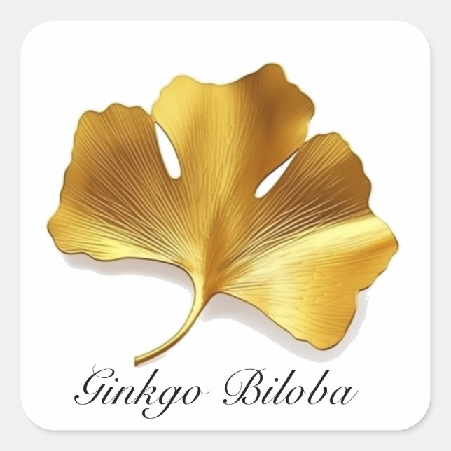 Golden Ginkgo Leaf - Symbol of Longevity & Health Square Sticker (Front)