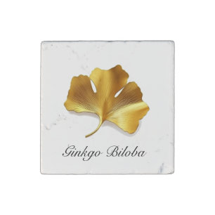 Golden Ginkgo Leaf - Symbol of Longevity & Health Stone Magnet