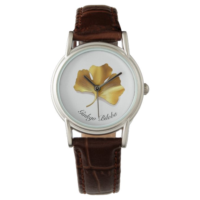 Golden Ginkgo Leaf - Symbol of Longevity & Health Watch (Front)