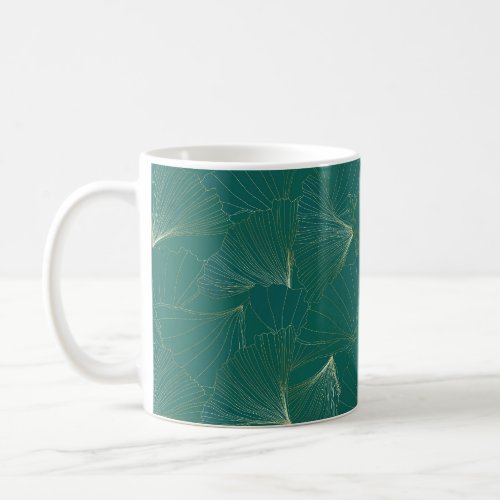 Golden Ginkgo Leaves Art Deco Coffee Mug