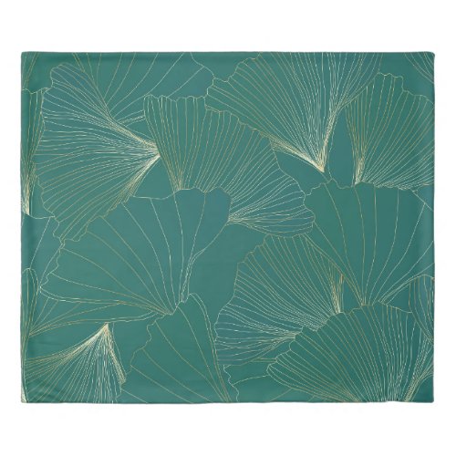 Golden Ginkgo Leaves Art Deco Duvet Cover
