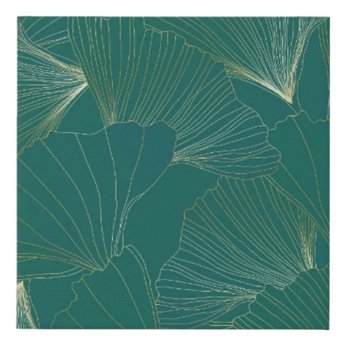 Golden Ginkgo Leaves Art Deco Faux Canvas Print