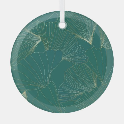 Golden Ginkgo Leaves Art Deco Glass Ornament