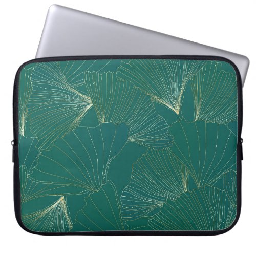 Golden Ginkgo Leaves Art Deco Laptop Sleeve