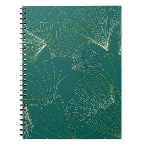Golden Ginkgo Leaves Art Deco Notebook