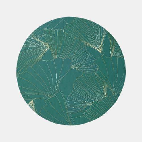 Golden Ginkgo Leaves Art Deco Rug