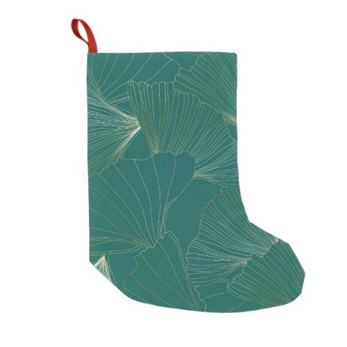 Golden Ginkgo Leaves Art Deco Small Christmas Stocking
