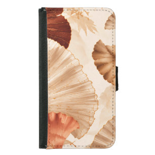 Golden Ginkgo Leaves Elegant Botanical Design Samsung Galaxy S5 Wallet Case