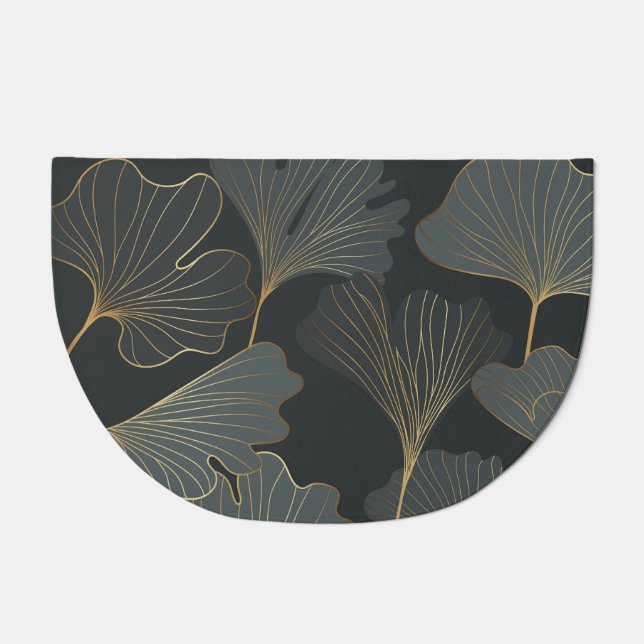Golden Ginkgo: Luxurious Floral Deco. Doormat (Front)