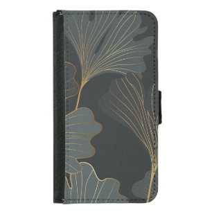 Golden Ginkgo: Luxurious Floral Deco. Samsung Galaxy S5 Wallet Case