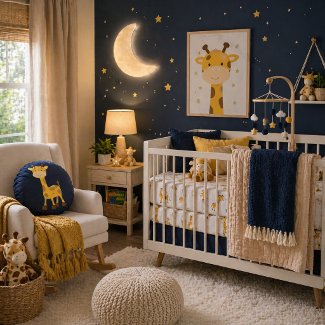 Golden Giraffe on Midnight Navy