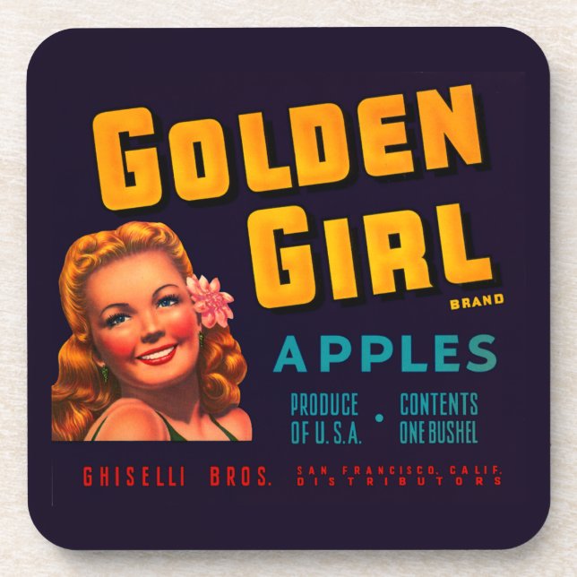 Golden Girl Apples Beverage Coaster (Front)