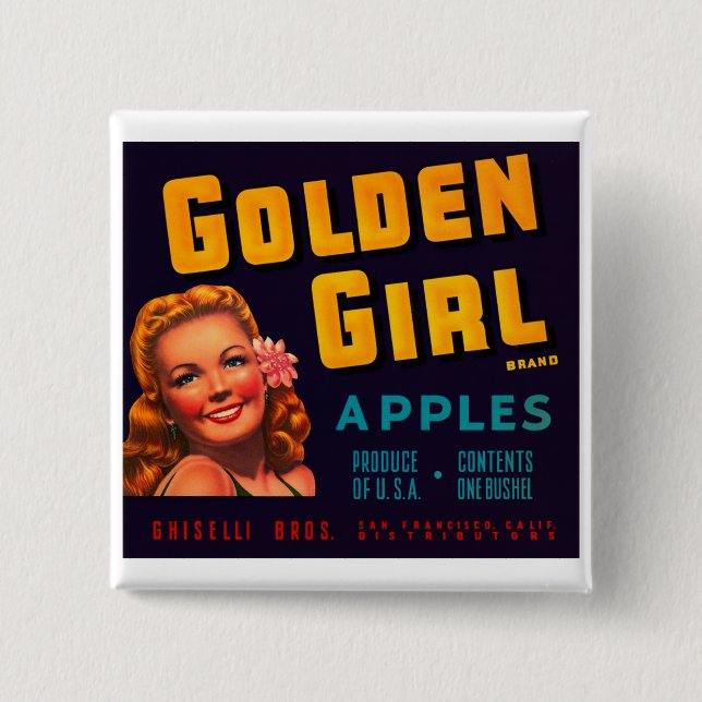 Golden Girl Apples Pinback Button (Front)
