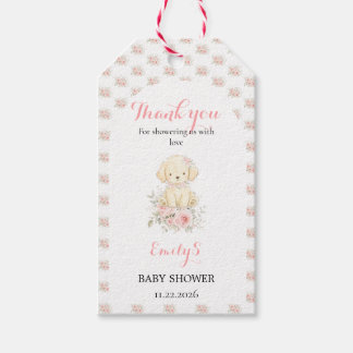 Golden Girl Baby Shower Retriever Puppy Floral Gift Tags