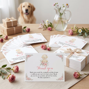 Golden Girl Baby Shower Retriever Puppy Floral Thank You Card