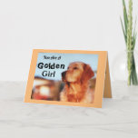 Golden Girl Birthday Golden Retriever Cute Verse Card<br><div class="desc">Celebrate her birthday with an endearing message "You Are A Golden Girl" to delight golden retriever owners. The card features a beautiful golden in a classic champion pose. Designed in cheerful gold and black colors, the card will be a great birthday keepsake for a woman who is a golden retriever...</div>