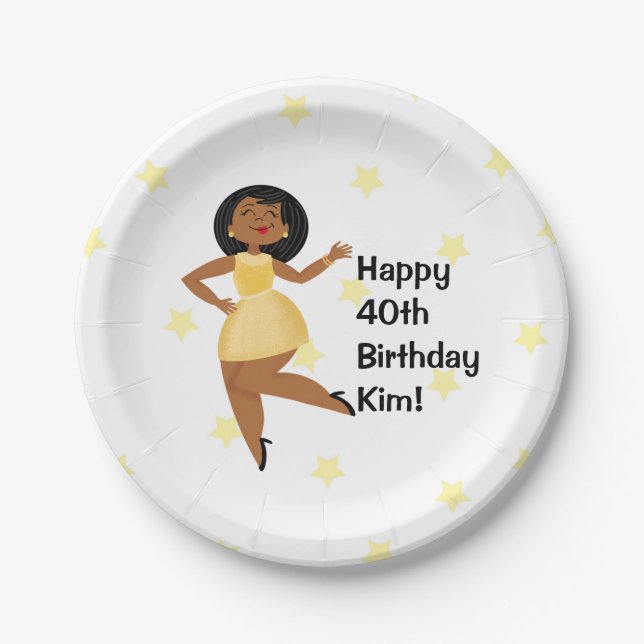Golden Girl Birthday Paper Plates (Front)