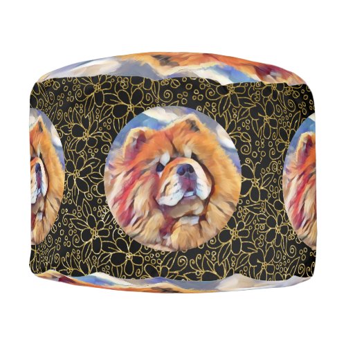 GOLDEN GIRL  Chow round black and gold pouf