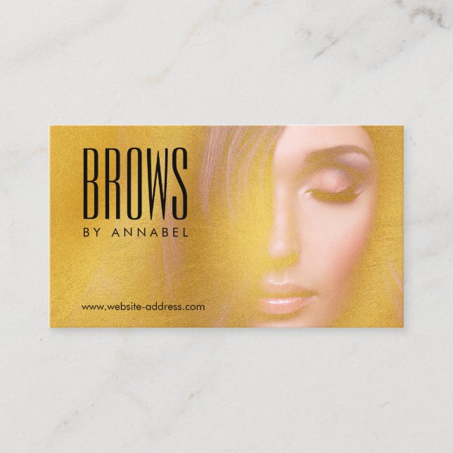 Golden Girl Eyelashes and Brows Salon Business Card (Front)