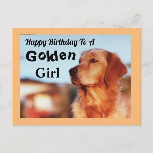 Golden Girl Happy Birthday Golden Retriever Postcard