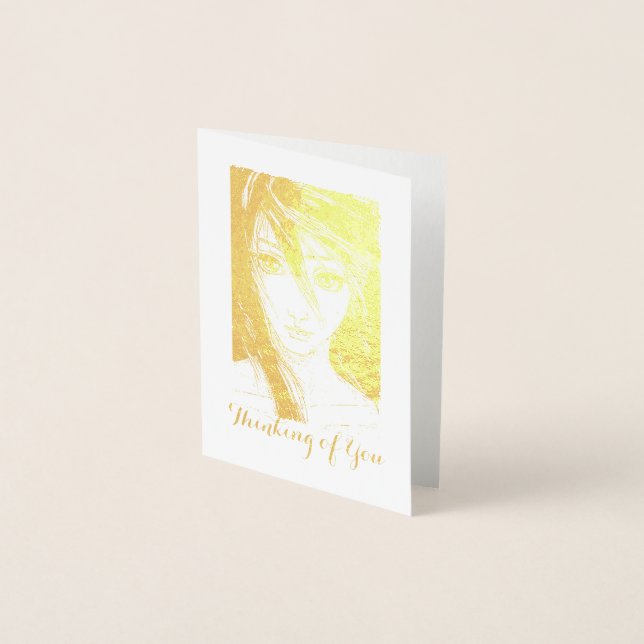 Golden Girl  Message, Thinking of You Foil Card (Front)