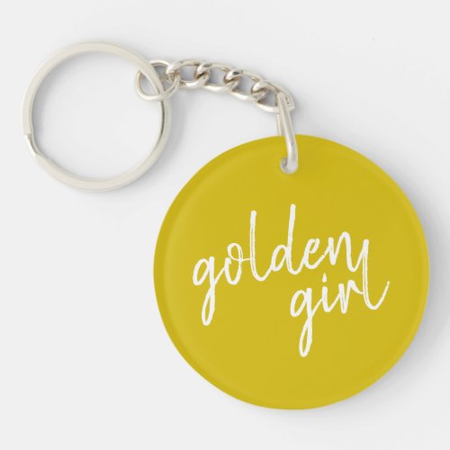 Golden Girl  Modern Gold Script Keychain