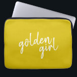 Golden Girl | Modern Gold Script  Laptop Sleeve<br><div class="desc">Simple,  stylish custom "golden girl" slogan design in gold modern script handwriting in a minimalist style. The perfect gift or accessory for your golden family member or friend!</div>