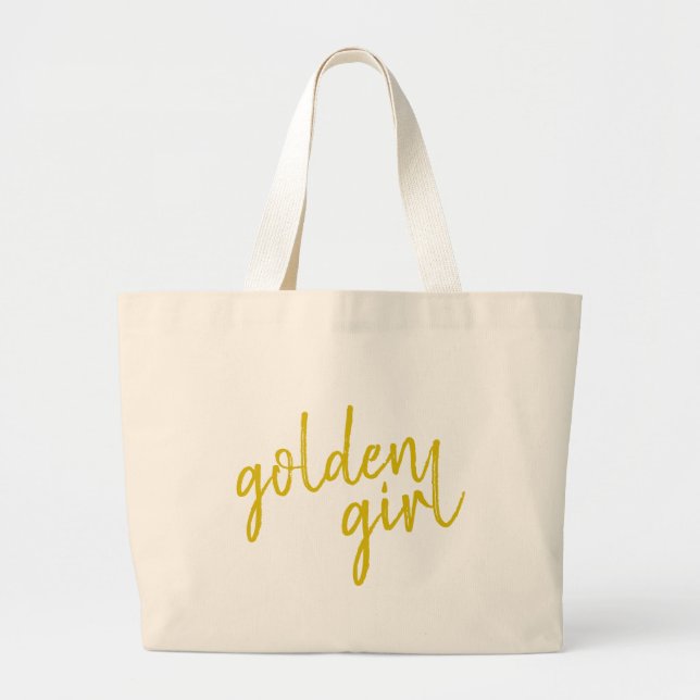 Golden Girl | Modern Gold Script Large Tote Bag (Front)