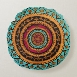 Golden Girl Round Throw Pillow