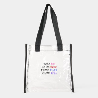 Golden Girls Life Wisdom Typography Clear Tote Bag