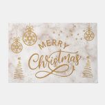 Golden girly pastel sparkle luxury Merry Xmas tree Doormat