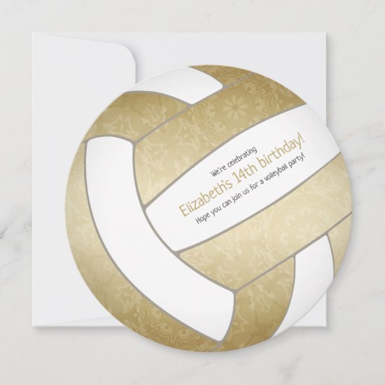golden girly volleyball birthday party announcement