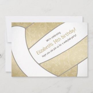 Golden girly volleyball sports themed party invitation