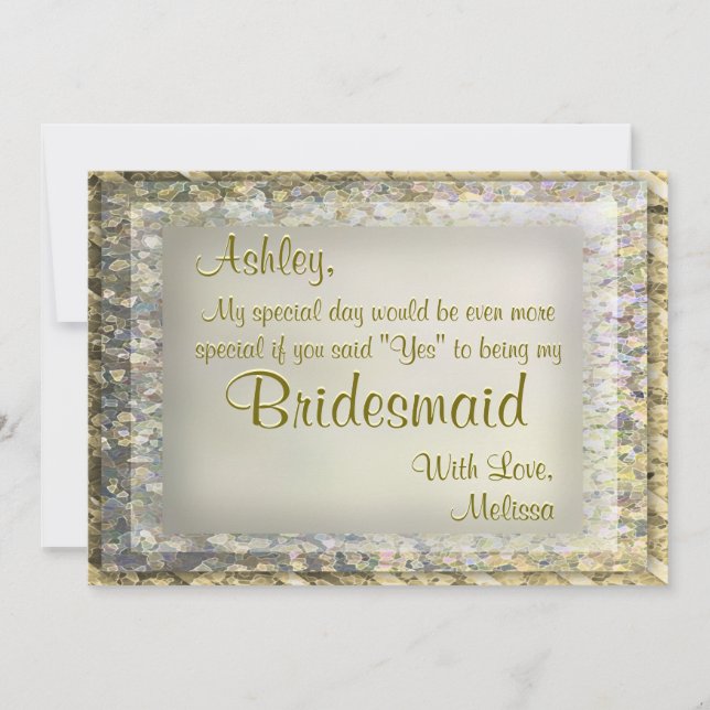 Golden Glam Bridesmaid Invitation (Front)