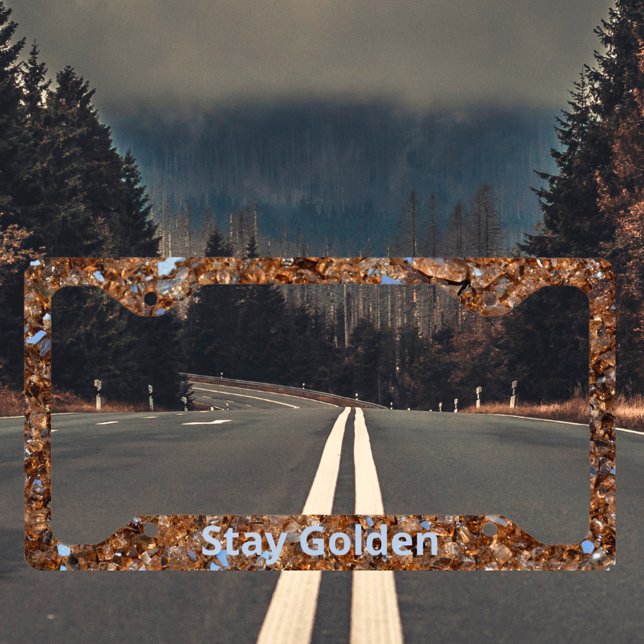 Golden Glam Glass Customizable License Plate Frame (Creator Uploaded)