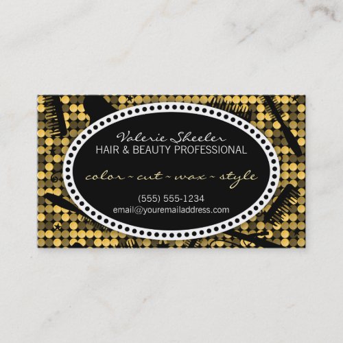 Golden Glam Hair &amp; Beauty Appointment Card Business Cards