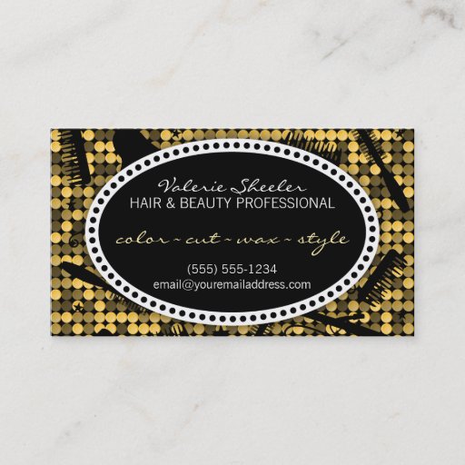 Customizable Golden Glam Hair &amp; Beauty Appointment Card Business Cards