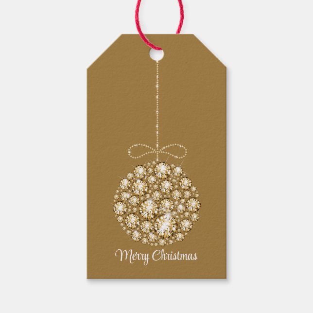 Golden Glam Merry Christmas Gift Tag (Front)