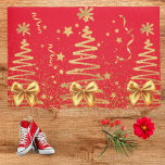 Golden glam mettalic shine Christmas sparkle red Doormat