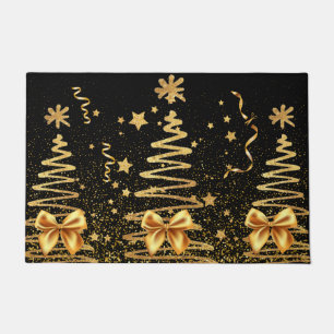 Golden glam mettalic Xmas sparkling elegant black Doormat