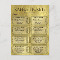 Golden Glam Raffle Tickets Postcard