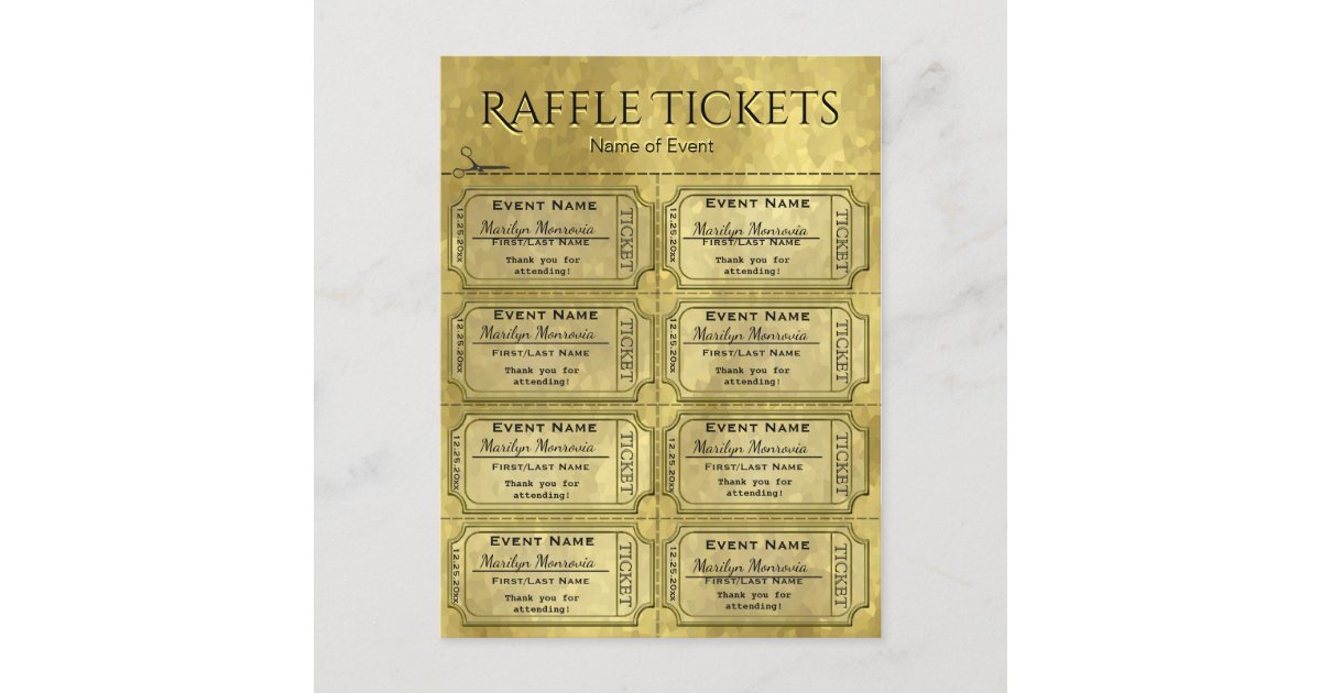Golden Raffle Golden Glam Raffle Tickets Postcard | Zazzle